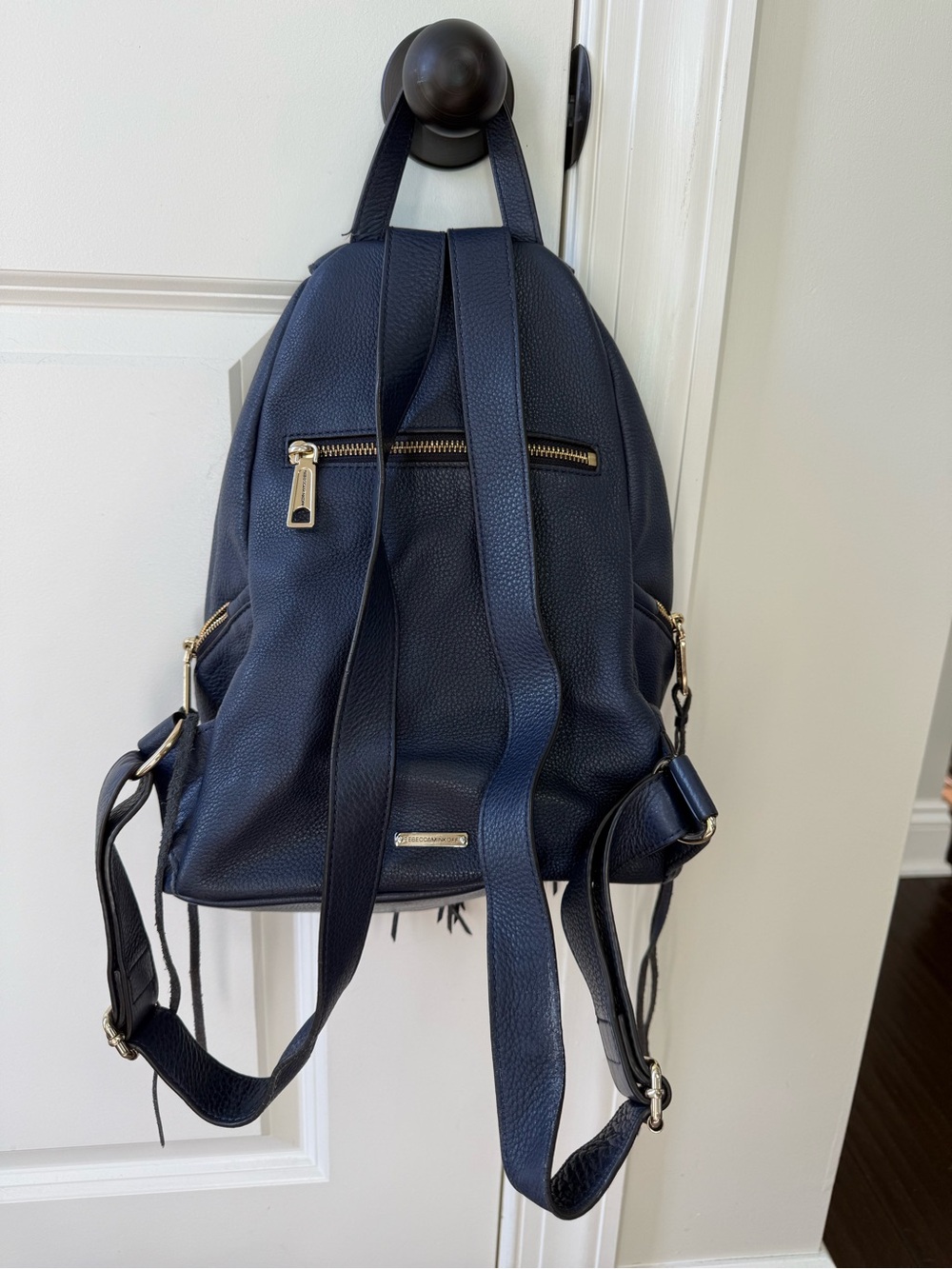 Rebecca Minkoff Navy Fringe Leather Backpack with Gold Hardware - Picture 2 of 7